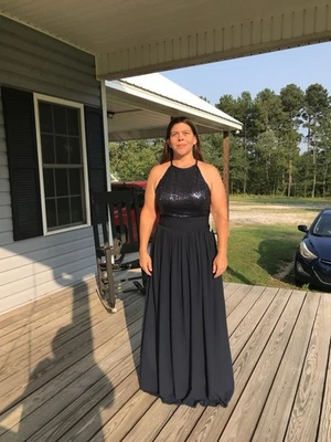 Vestido de graduación o dama de honor talla 12 azul marino Foto 1 de 3