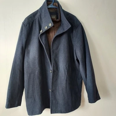Abrigo de coche London Fog para hombre mezcla de lana azul marino talla XL Foto 1 de 4