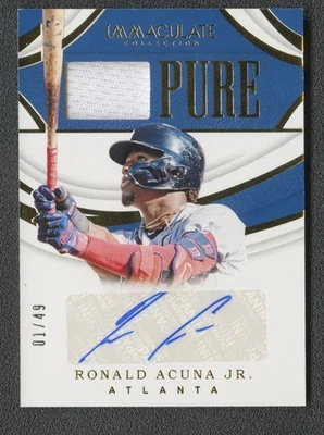2019 Panini Immaculate Collection  Ronald Acuna Jr. PURE Patch Auto Gold /49 - Image 1 of 2