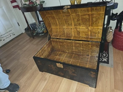 Baúl grande vintage antiguo chino pintado a mano Foto 1 de 4