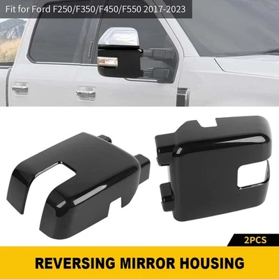 2x Black Door Mirror Towing Bezel Covers For Ford F250 F350 F450 F550 2017-2023 - Image 1 of 4