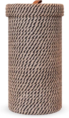 Soporte de papel higiénico de algodón y yute hecho a mano - Soporte y almacenamiento de papel higiénico tejido  Foto 1 de 4