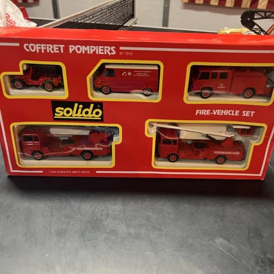 Solido Coffret Pompiers Fire 5 vehicle Set #7010 Jeep Van Bucket & Ladder Trucks - Image 1 of 4