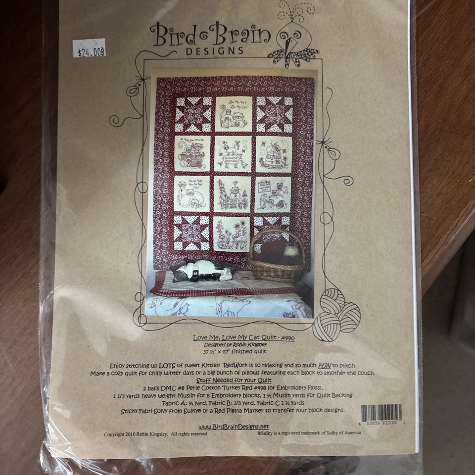 Bird Brain Designs Love Me Love My Cat Quilt Pattern - Image 1 of 1