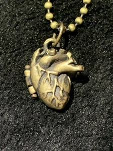 Anatomical Heart Locket Pendant Necklace With Revolver Inside Cartography NYC - Picture 1 of 4