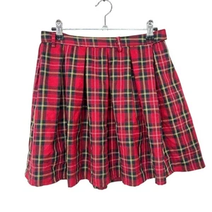 Falda plisada a cuadros roja colisión social mediana Academia grunge vacaciones punk - Imagen 1 de 6