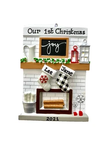 Two Stockings- Family of Two-Personalized Twins 1st Christmas Ornament Newlywed - Picture 1 of 1