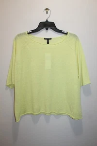 EILEEN FISHER JOYA CUELLO TOP LINO ORGÁNICO Y ALGODÓN AMARILLO CÍTRICO TALLA M - Imagen 1 de 5