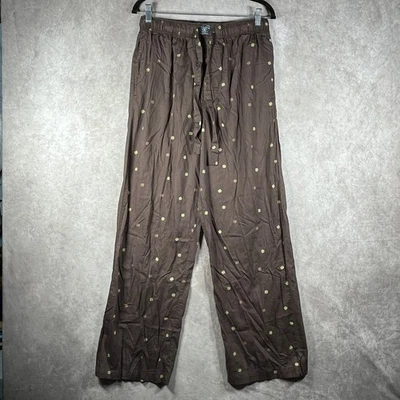 Calça pijama masculina Lucky Brand marrom média trevo estampa folha bolsos com cordão - Imagem 1 de 4