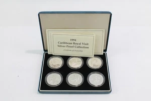 Royal Mint Silver Coin Set 1994 Caribbean Royal Visit Boxed - Picture 1 of 6