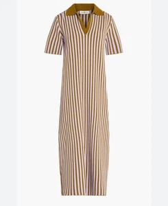 Tory Burch Plaited Rib Polo Dress Sz 10UK 6US M Purple Moss Jacquard Knit - Picture 1 of 16