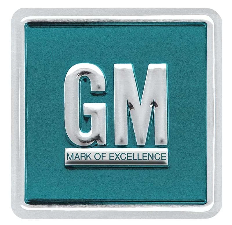 1964-67 "GM Mark Of Excellence" Door Deflector Decal; Embossed; Aqua; Each - Image 1 of 1