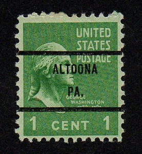 USA, SCOTT # 804, PRECANCEL ALTOONA, PENNSYLVANIA, YEAR 1938 GEORGE WASHINGTON - Picture 1 of 1
