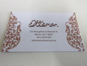 Ottoman - Restaurant - Business Card - Turkish Cuisine - Canberra Institution - Picture 1 of 5