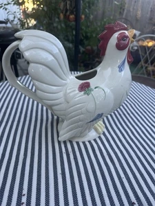 Poppies on Blue "Barnyard" by Lenox China 40 oz. Rooster Pitcher EUC (1998-2004) - Picture 1 of 7