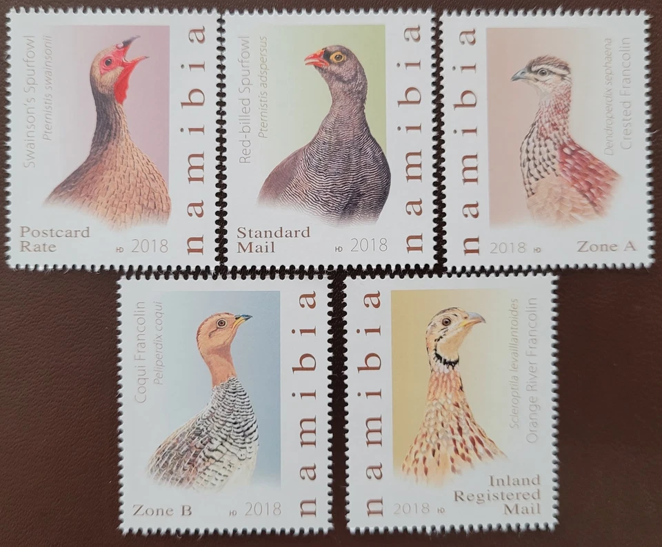 Namibia 2018 / Aves - Francolinos y Spurfowls de Namibia / Juego 5v Foto 1 de 1