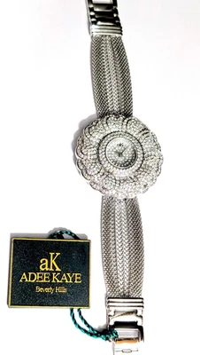 Nuevo Reloj Adee Kaye AK1040L Mujer Cristal Malla Plateada Chapado en Rodio Lujo Foto 1 de 4
