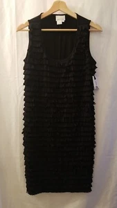 Donna Morgan Dress Size 8 Black Fringe Sleeveless Pullover Knee Length - Picture 1 of 11