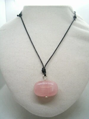 Ciondolo in ARGENTO 925 con Quarzo Rosa naturale - pendente Pietra Dura - - Immagine 1 di 4
