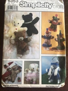Simplicity Crafts Pattern 8363 Stuffed Bears & Accessorie - Picture 1 of 4