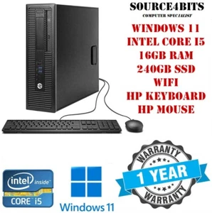 SUPER FAST WINDOWS 11 HP QUAD CORE i5 PC COMPUTER DESKTOP WI-FI 16GB 240GB SSD - Picture 1 of 8