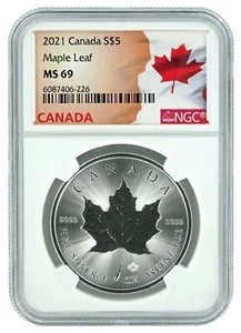 2021 Canada 1oz Silver Maple Leaf NGC MS69 - Flag Label - Picture 1 of 2