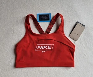 NEW NIKE PRO SWOOSH DRI FIT - MEDIUM SUPPORT SPORTS BRA SIZE LGE - TERRACOTTA - Picture 1 of 6