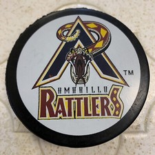 Vintage Amarillo Rattlers Official WPHL Hockey Puck 1996 Big Texan 72oz Steak