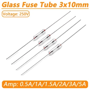 Glass Fuse Tube Axial With Lead Wire Foot 3x10mm Fast Blows Fuse 0.5A-5A/250V - Picture 1 of 12