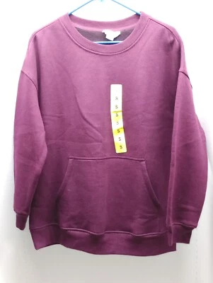 NWT Danskin Sweatshirt Women's Sz Small Purple Pouch Pocket Fleece LS - Image 1 of 4