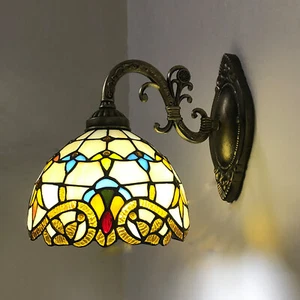 Tiffany Style Wall Light Stained Glass Sconce Bedroom Wall Lamp Lighting Fixture - Picture 1 of 15