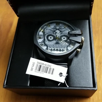 Soporte de malla negro mate esfera calavera con cuentas Ed Hardy Singles para hombre nuevo en caja Foto 1 de 3