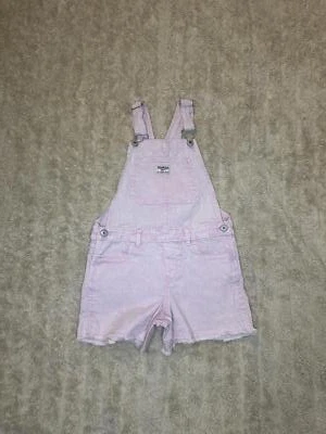 Pantalones cortos OshKosh B'gosh Vestbak rosa claro babero denim deshilachado dobladillo talla 7 Foto 1 de 4