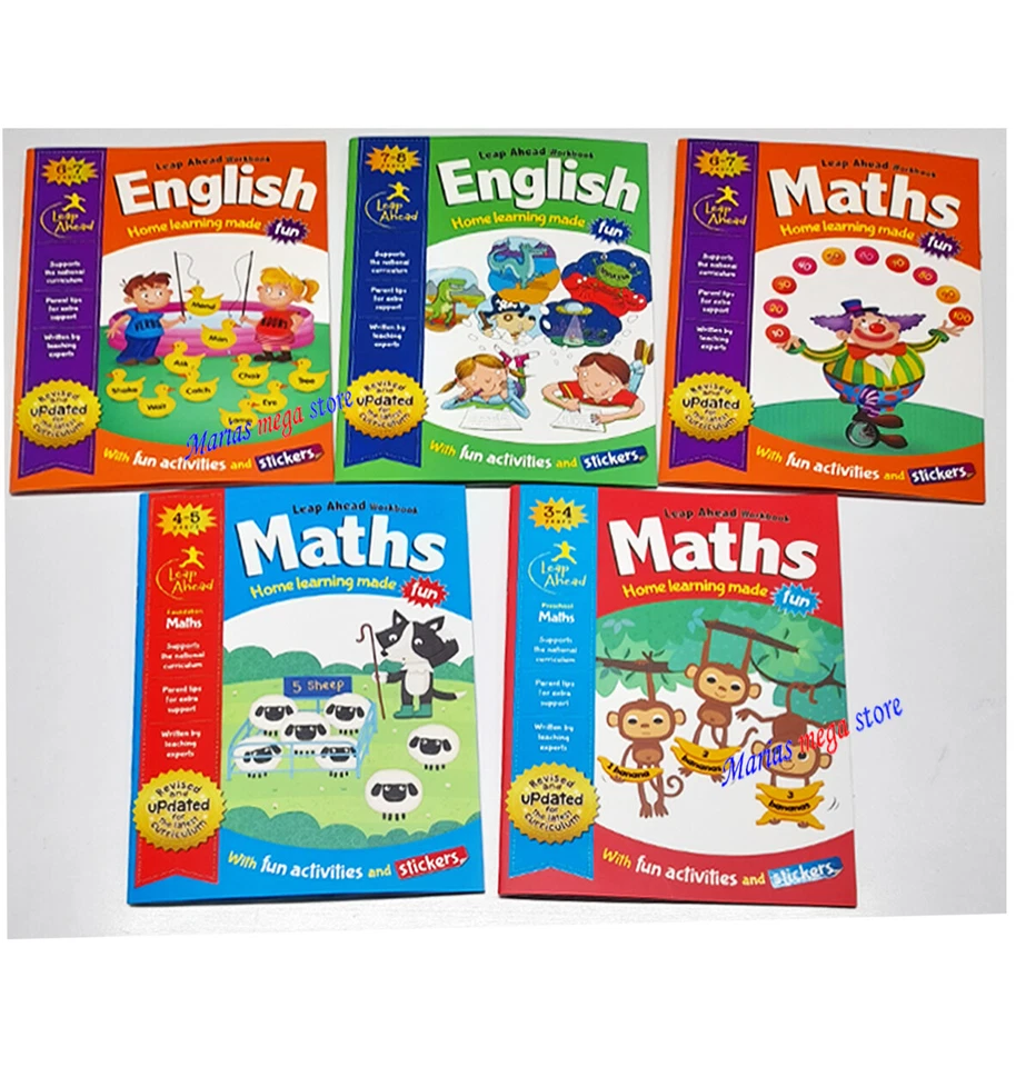 Leap Ahead Home Learning English Maths Workbook KS1 KS2 Age 3-4 4-5 5-6 6-7 8-11 - Image 1 of 1