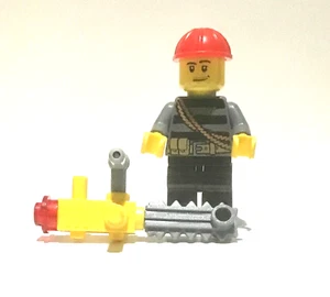 LEGO Minifig, Logger Timber-cutter, Woodsman with Chainsaw, Tree Trimmer Cutter - Picture 1 of 1