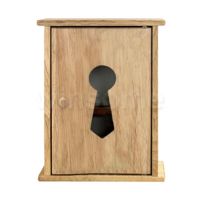 Key Holder Cabinet Wooden Box Wall Mounted Hooks Cupboard Key Storage Rack - Image 1 of 4