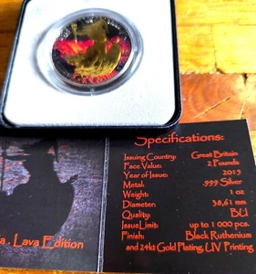 1oz Silber Britannia Lava Edition Ruthenium Gold 2015 , nur 1000 Stück - Bild 1 von 4