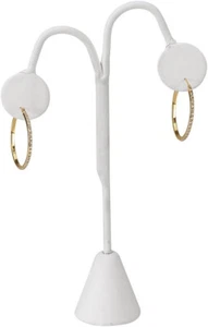 Set of 12 Earring Trees White Faux Leather Displays 5 ¼” Showcase Pierced Stand - Picture 1 of 2