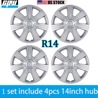 Tapacubos tapacubos completos a presión de 14" plateados para neumáticos y llantas R14 juego de 4 Foto 1 de 4