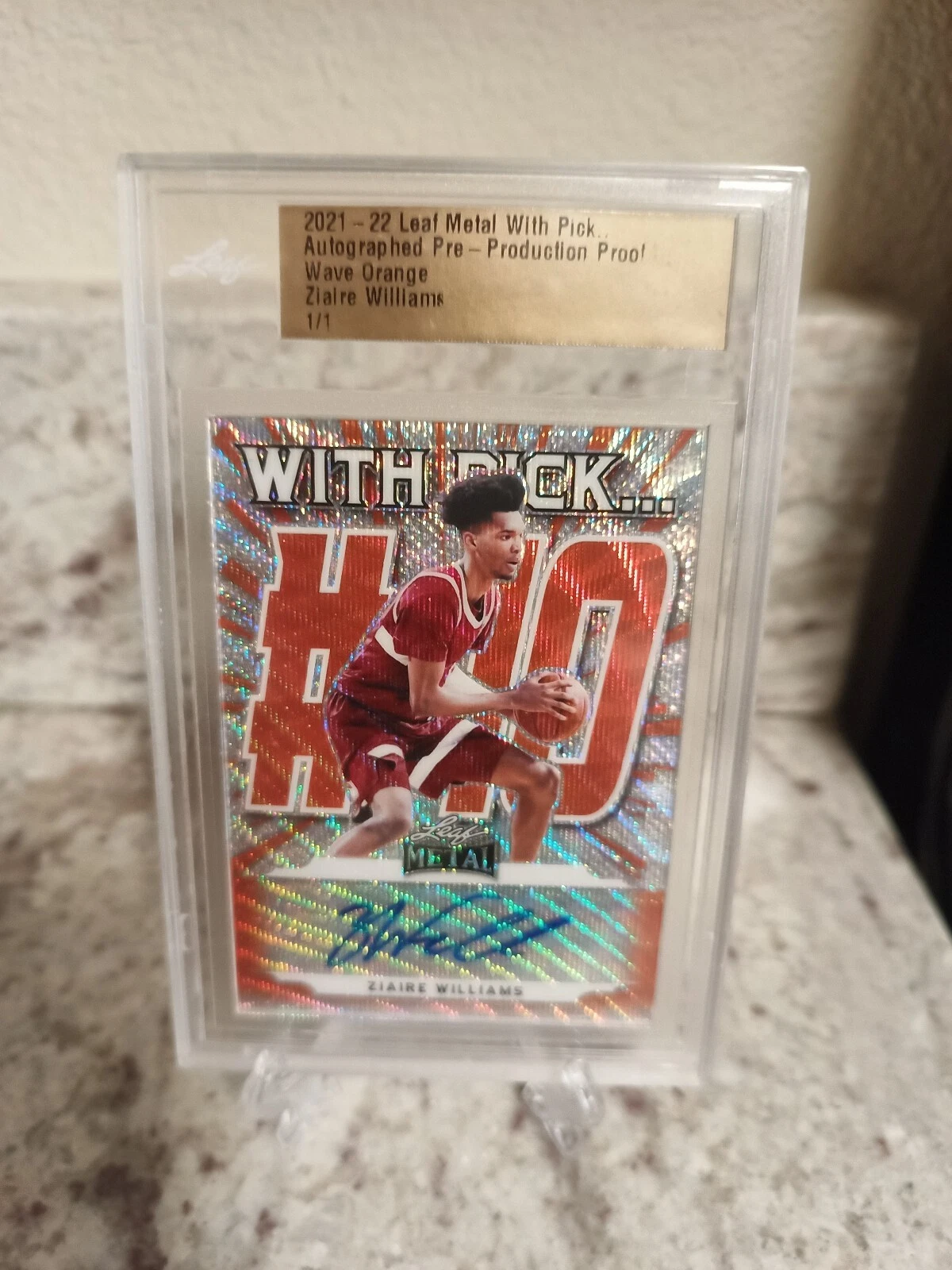 ZIAIRE WILLIAMS 2021-22 LEAF METAL WITH PICK #10 ORANGE WAVE PRISMATIC AUTO 1/1