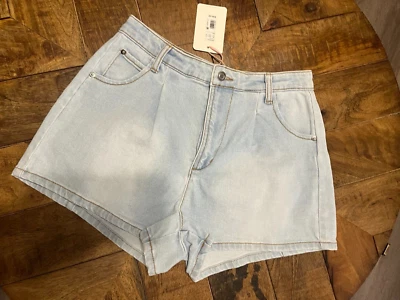 Pantalones cortos de mezclilla plisados de tiro medio GB Juniors, azul claro talla 7 (B68) Foto 1 de 4