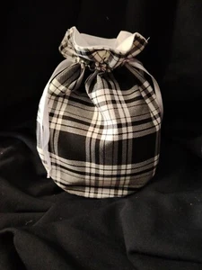 Black & White Tartan Plaid Drawstring Bag Burns Night Fancy Dress Scottish - Picture 1 of 2