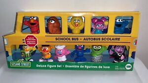 11-Pc Sesame Street School Bus Deluxe Figure Set Playskool Snuffleupagus Snuffy