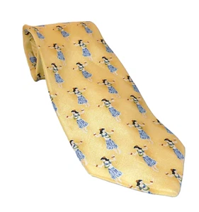 Vintage Hula Girl Necktie by Pelican Bay Silk - Yellow Hawaiian Tiki Beach Tie - Picture 1 of 6