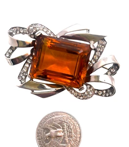 Amazing Boucher Phrygian Cap Mark Sterling Smokey Topaz Substantial Brooch - Picture 1 of 2