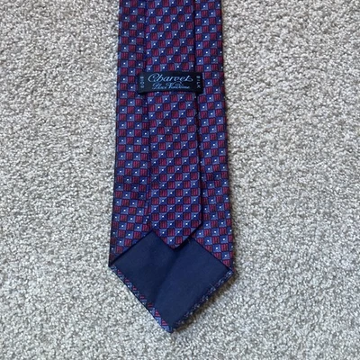 Gravata Charvet Place Vendome França 100% seda - Azul vermelho com estrelas - Imagem 1 de 4