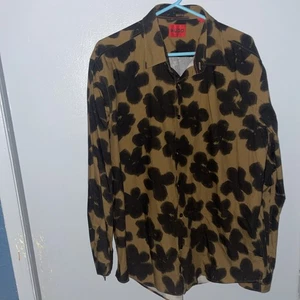Camisa Hugo Para Hombre XL Marrón Negra Floral Abotonada Manga Larga Informal Calce Ajustado - Imagen 1 de 9