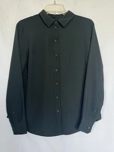 H&M schwarze Button Down Bluse 8 schwarz transparent formelles Hemd leichtes Oberteil - Bild 1 von 7