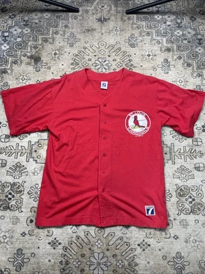 Camiseta De Colección 1997 Cardenales de San Luis Logo Mediano 7 Roja #1 Cuello en V Botón Delantero MLB Foto 1 de 4