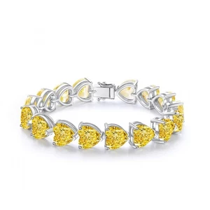 2Ct Pear Cut Yellow Moissanite Diamond Bracelet 925 Sterling Silver Jewelry Gift - Picture 1 of 11